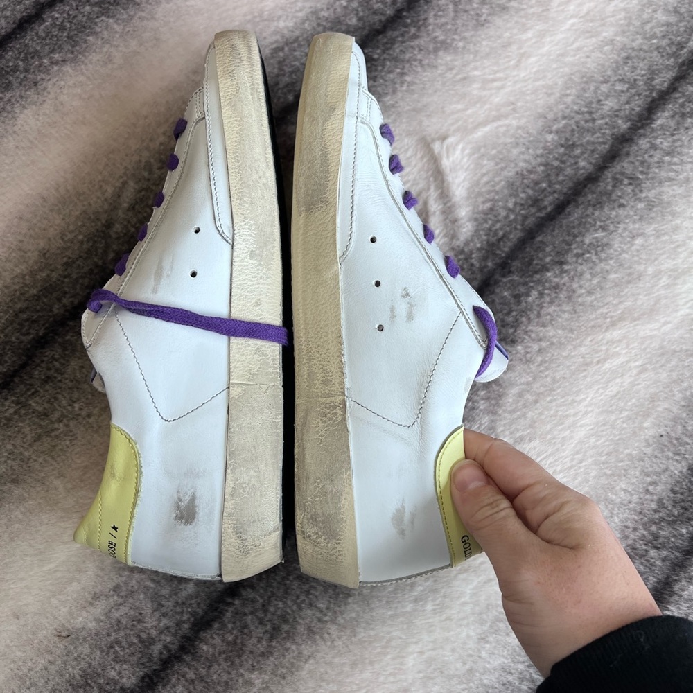Golden Goose Superstar Classic Leather Glitter Star White Pink Yellow Sneakers - Picture 6 of 16